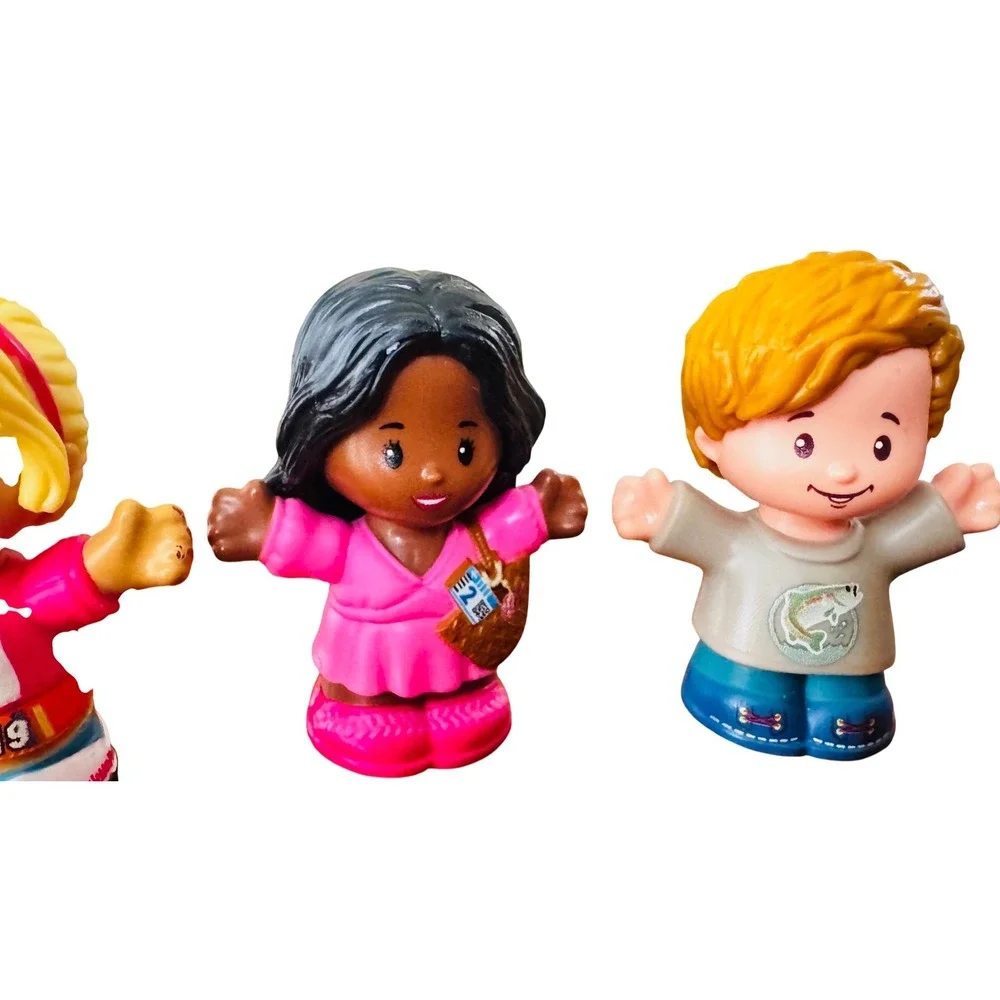 Fisher Price Little People Barbie Soccer Player Girl Pink Dress Boy Fish 3pc Lot